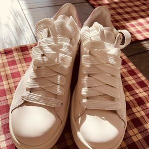New Coach White & Pink Leather Sneakers